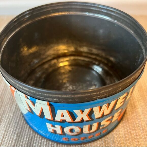 1940's Maxwell House Coffee Can 1 lb Mid century Antique Coffee Advertising 2399 - Picture 4 of 13